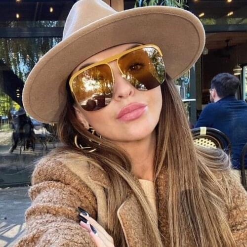 QPeClou nouvelle mode métal surdimensionné carré lunettes de soleil femmes Unique Vintage demi-cadre lunettes de soleil hommes