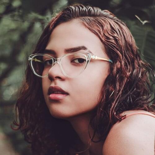 Alloy+Plastic Titanium Glasses Frames Big Cat Eye Ultralight Men Women Optical Fashion Computer Glasses