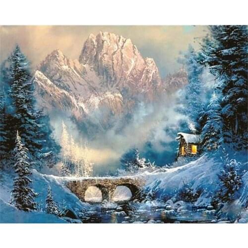 Landscape Winter DIY Embroidery Cross Stitch 11CT Kits Craft Needlework Set Printed Canvas Cotton Thread Home Room