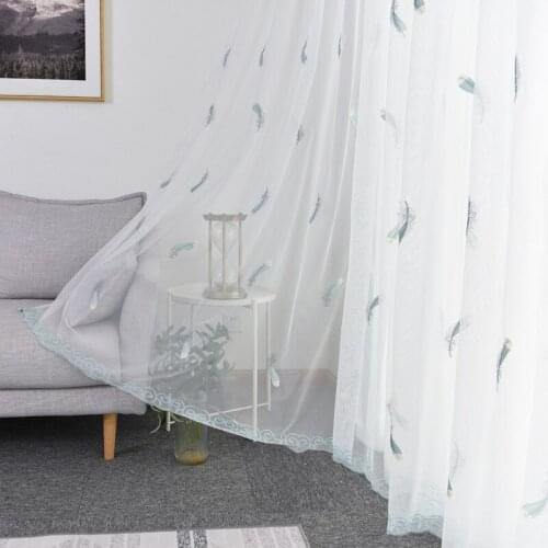 Customizable Embroidered Feather Tulle Curtain for Living Room Hot Sale White Tulle Curtain Romantic Princess Room