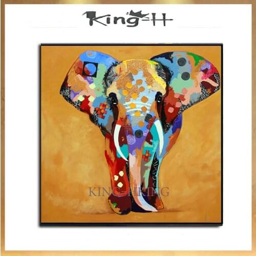 The Sales Elephant Blue Colorful Animal Duty Man Abstract Modern Oil Painting Canvas Handpainted Texture Wall Art For Office