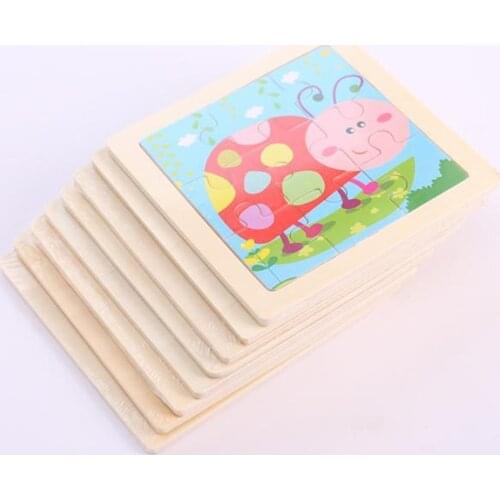 Intelligence Kids Toy Wooden 3D Puzzle Jigsaw Tangram for Children Baby Cartoon Animal/Traffic Puzzles Educational Learning Toys