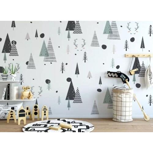 Nordic contracted and abstract geometrical individual character children room setting wall decorates wallpaper mural