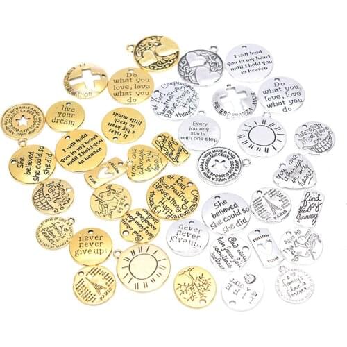 20Pcs/lot Mixed Trendy Inspiration Words Quotes Charms Pendant DIY Jewelry Making