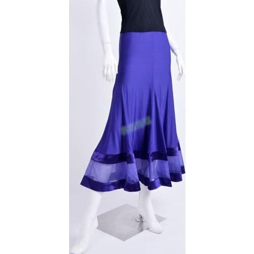 Standard dance, regular six pieces, hem stitching, transparent yarn, elegant bag, hip, modern dance skirt, S11010