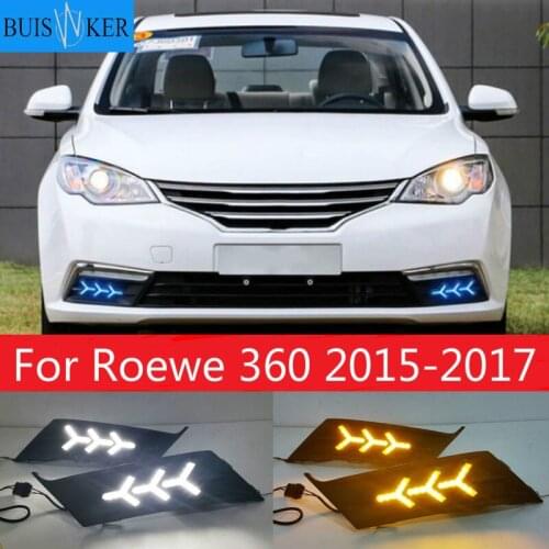 LED DRL Fog lamp driving lights with Yellow Turn Signal Function For Roewe 360 2015-2017 Daytime running lights