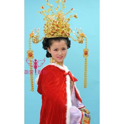 Three Phoneix Bride Wedding Tiaras Hanfu tang suit cap costume hair accessory bride costume hair coronet