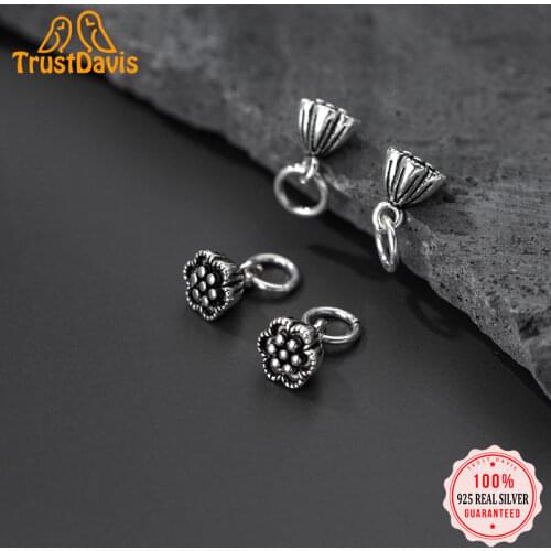 TrustDavis New Real 925 Sterling Thai Silver Fashion Sweet Lotus Charm Pendant Handmade DIY Accessories Jewelry Wholesale DZ425