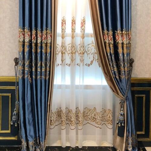 European Type of Chenille Embroidery Jacquard Light-shielding Curtains for Living Dining Room Bedroom atmosphere luxury curtain