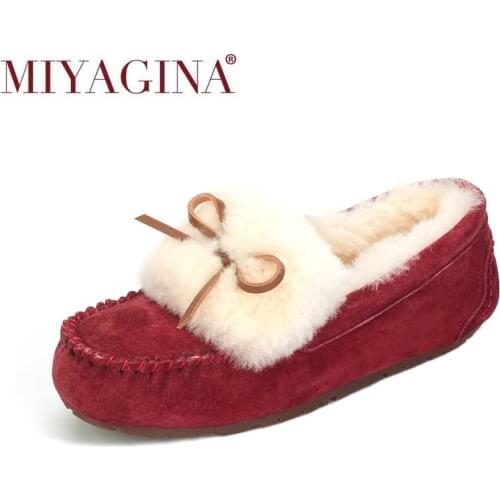 Top Quality 100% Natural Fur Genuine Leather Women Flat Shoes New Fashion Women Moccasins Casual Loafers Plus Size Winter shoes
