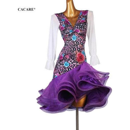 CACARE Fringed Dress SALE Latin Dance Dress Women Latina Salsa Latin Dance Competition Dresses D0886 Mesh Sleeve