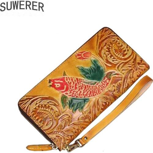 2020 new style factory direct retro hand wallet ladies leather wallet first layer cowhide embossed coin purse