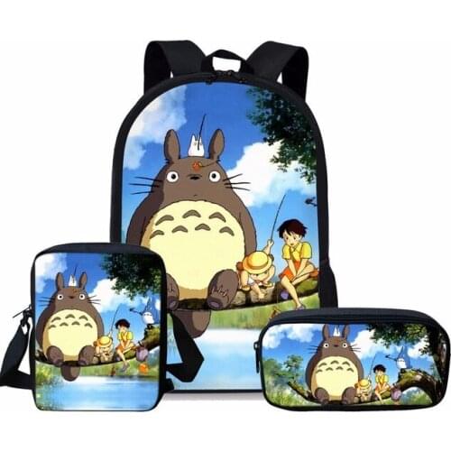 3pcs/set AnimeTotoro Printing Capacity Schoolbag Toddler Backpack School Bags for Kids Cartoon Boy&Girl Satchel Mochila Escolar