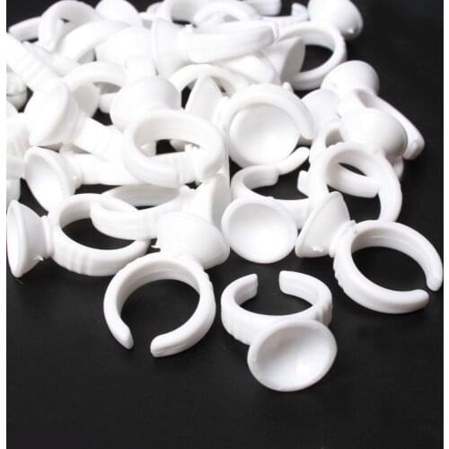 300 PCS Disposable Portable Ring Holder Pallet For Glue Eyelash Extension, False lash Tattoo Pigment