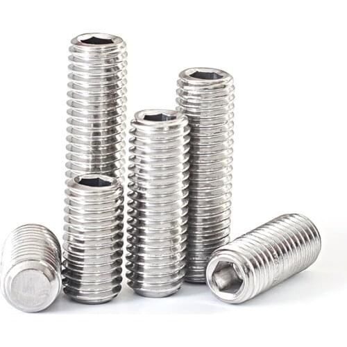 304 Stainless Steel Bolt Rod Headless Screw M2.5 M3 M4 M5 M6 Hex Hexagon Socket Allen Cup Point Grub Screw Hardware Fasteners