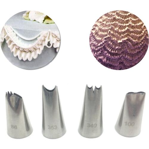 4 Pcs/set Fold Cream Nozzles Icing Piping Cake Decoration Tips Sugarcraft Baking Fondant Tools
