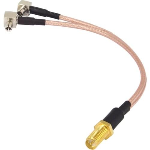 50 Pieces RP SMA Female to Y type 2 X TS9/CRC9 Male Connector Splitter Combiner Cable Pigtail RG316 15CM