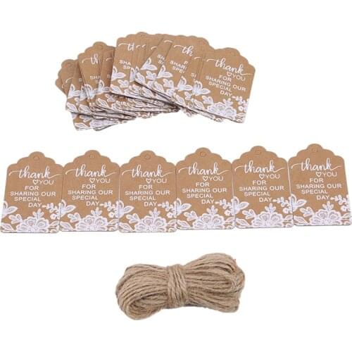 50Pcs/pack Vintage White Lace Printed Kraft Cards Card Decoration Paper Gift Wedding Party Invitation Tag Card Decoration
