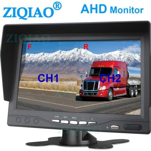 ZIQIAO 7 Inch Truck DVR Monitor AHD SD Card IPS 2 Split Screen RV Harvester Bus Video Recorder A738