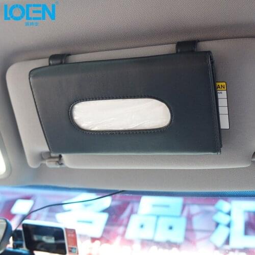 PU Leather Car Sun Visor Tissue Bag Card Holder Organizer Pocket White Black Storage Bag Car Styling For Lada Polo Camry