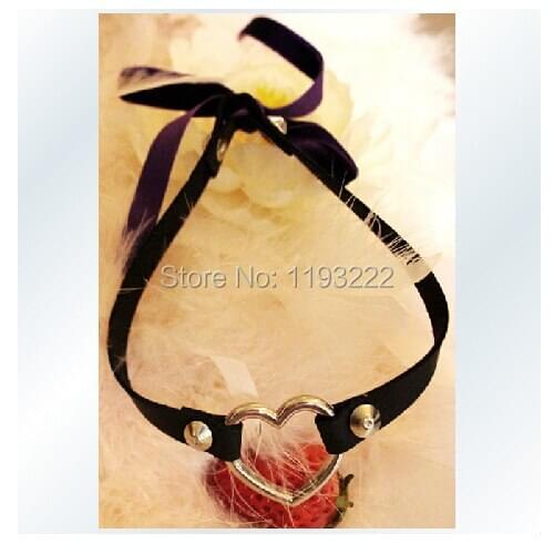 BIG SALE Uniset Punk Rock Emo Sexy Harajuku 100% HANDMADE Heart Collar Choker Pu Leather Rivet Ribbon Necklace