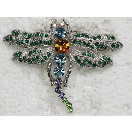 Colorful Rhinestone brooch Dragonfly Pin brooches C645 E1