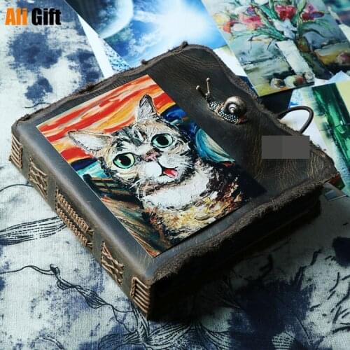 Handmade Retro Leather 3 4 5 6 Inch Pocket Insert Leather Photo Album Portable Storage Photo Album