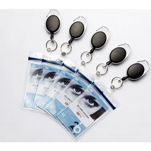 Hot Sales 1 Piece Waterproof Clear ID Card Holder Retractable Nurse Badge Holder Lanyard Keychains ID Card Holder Badge Clip