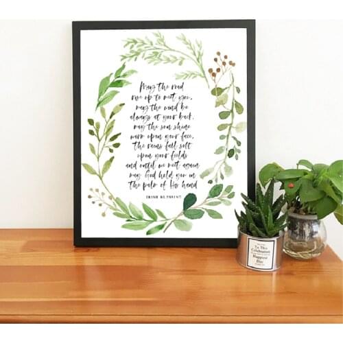 Irish Blessing Quotes Nordic Poster Canvas Painting Home Decor Leaves Picture Modern Printed Bedroom Wall Art Unframed