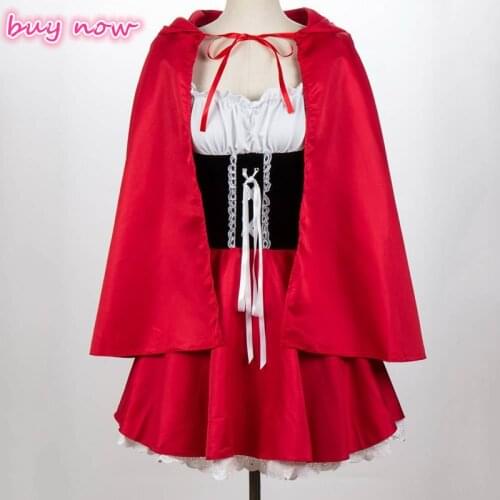 Halloween Costume Adult Women Fantasy Costume Ladies Little Red Riding Hood Costume with 6XL size women cosplay dress free ship