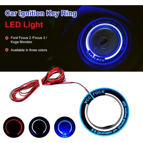 Car Ignition Key Ring LED Light Decoration sticker for Auto Accessories Decoration Stickers for Ford Focus 2 Focus 3 Kuga Mondeo