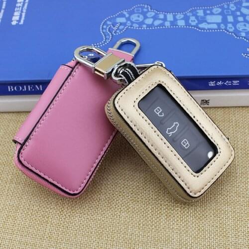 Leather Keychain Men Women Key Holder Organizer Pouch Cow Split Car Key Bag Wallet Housekeeper Key Case Bag