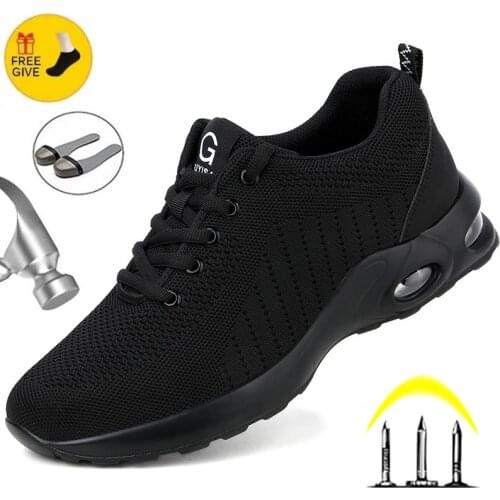 Fashion Safety Shoes Men Steel Toe Shoes Anti-puncture Work Sneakers Indestructible Work Sefety Boots Male Shoes Work Boots
