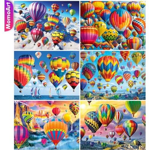MomoArt 5D DIY Diamond Mosaic Hot Air Balloon Diamond Painting Landscape Cross Stitch Set Embroidery Rhinestone Holiday Gifts