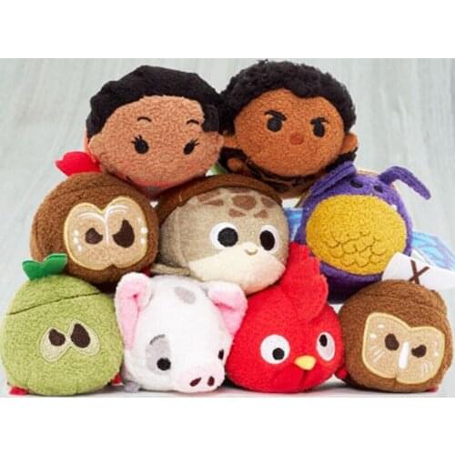 DISNEY TSUM TSUM Moana Stuffed Plush Toys Soft Kawaii Maui Kakamora Pua Plush Small Pendant Dolls Gifts for Kids