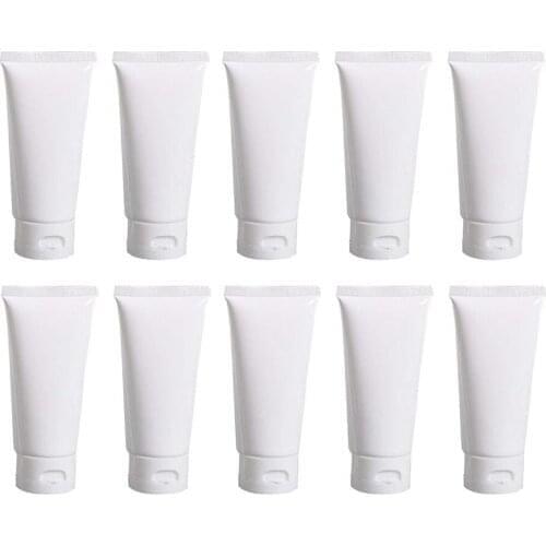 24PCS 10ml White Plastic Refill Cosmetic Soft Tubes Leakproof Makeup Travel Packing Vials Bottles with Flip Cover Sample Storage