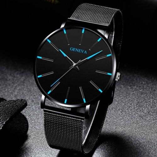 2021 new fashion Geneva couple mens and womens simple business net with quartz watch