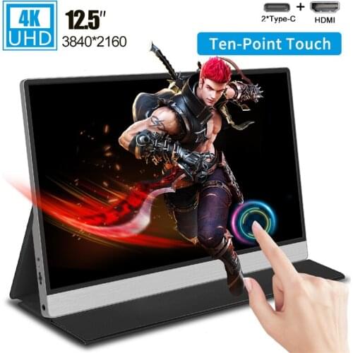 4K Portable Monitor Touch Screen Raspberry Pi 4 3 HDMI LCD Display For Laptop Xbox Series X 12.5 Inch IPS Monitor Mobile Screen