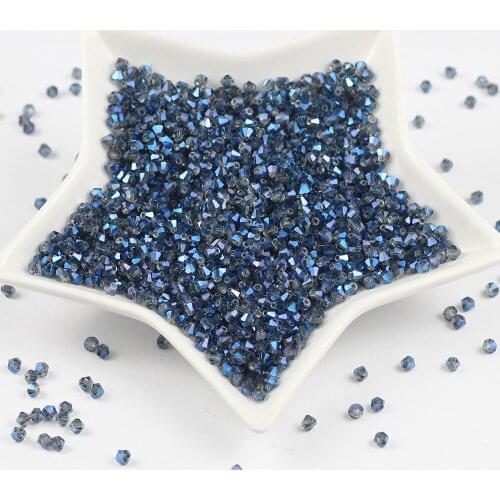 Transparent wood blue 100pcs 4mm Bicone Austrian Crystal Glass Spacer Loose Beads for DIY Jewelry handiwork Making accessories