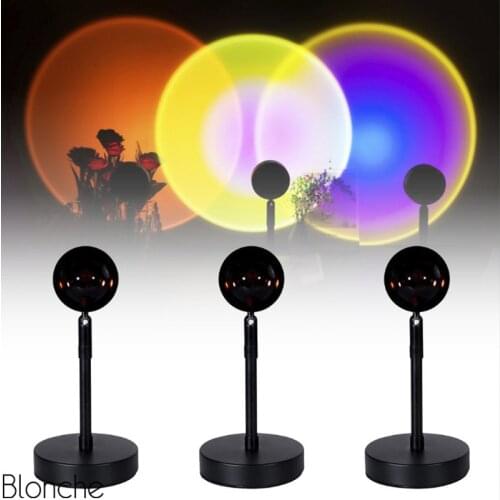 Rainbow Sunset Projector Lamp Atmosphere Night Light Projector for Home Cafe Office Background Wall Decoration USB Table Lamp