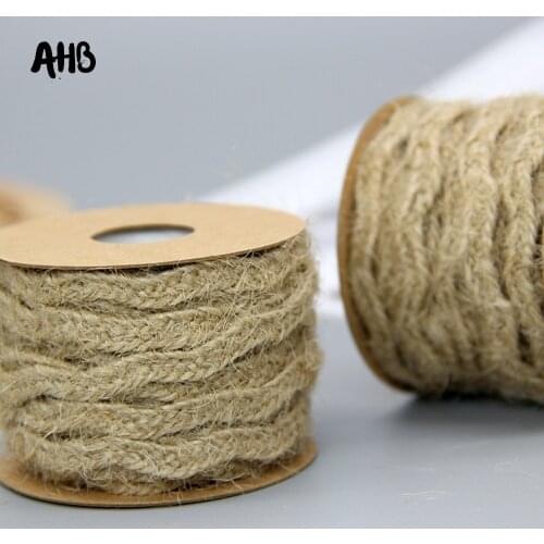 5M/roll 6mm Natural Jute Twine Burlap String Ribbon DIY Florist Bouquet Hemp Ribbon Gift Boxes Packaging Decor