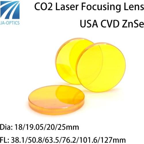 USA CVD ZnSe CO2 Laser Focus Lens Dia. 12 18 19.05 20 25 38.1mm FL 38.1 50.8 63.5 76.2 101.6 127mm For CO2 Laser Cutting Machine