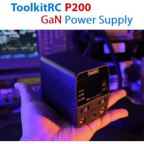 ToolkitRC P200 GaN Power Supply AC100W DC 200W Max 10A Output With TypeC 65W Output Fast Charging for iphone Sumsung