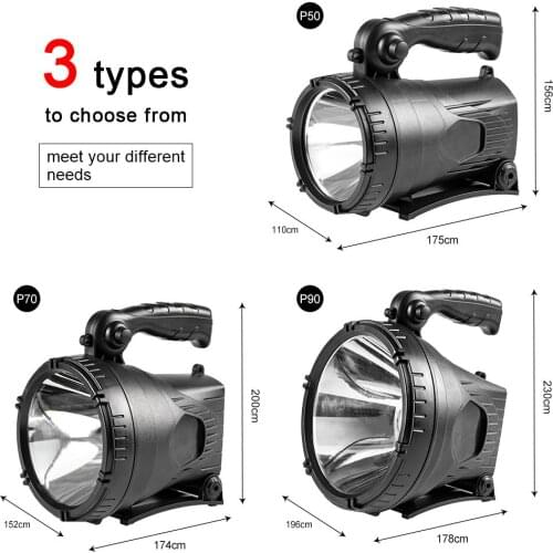 Outdoor LED searchlight USB rechargeable portable fishing flashlight lantern electric display Safety warning lights P50 P70 P90
