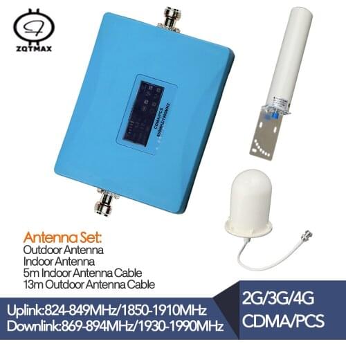 ZQTMAX 2G 3G 4G Mobile Signal Booster gsm 850Mhz Repeater UMTS 1900MHz B2 B5 Cellular signal Amplifier cdma pcs + antenna