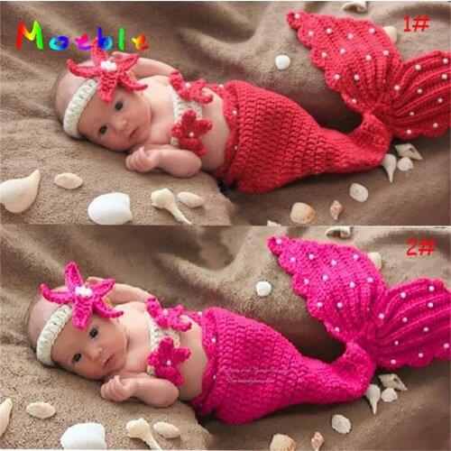 Crochet Little Mermaid Newborn Photo Props Knitted Girls Mermaid Costume for Photo Shoot Infant Photography Accessories 4 Colors