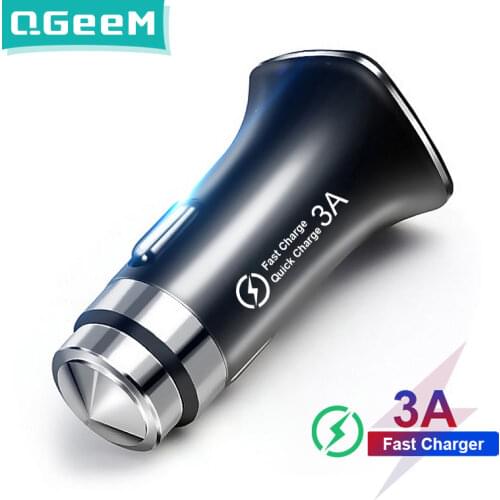QGEEM QC 3.0 USB Car Charger Safety Hammer Quick Charge 3.0 Car Fast Charger Phone Charging Adapter for iPhone Xiaomi Mi 9 Redmi
