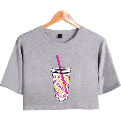Creative Print Ice Coffee Splatter Women T-shrit Charli D'Amelio T Shirt Girls Sexy charli damelio merch O-neck Crop Short Tee