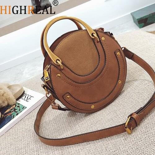 Woman PU Leather Handbags Small Round Crossbody/ Shoulder Bag Circular Ladies Purses Designer Retro Mobile Phone Bag