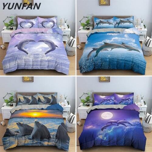 Dolphin Bedding Set Luxury Duvet Cover Set Soft Comforter Quilt Cover Single Double Twin Full Queen King Size Kids Bedding